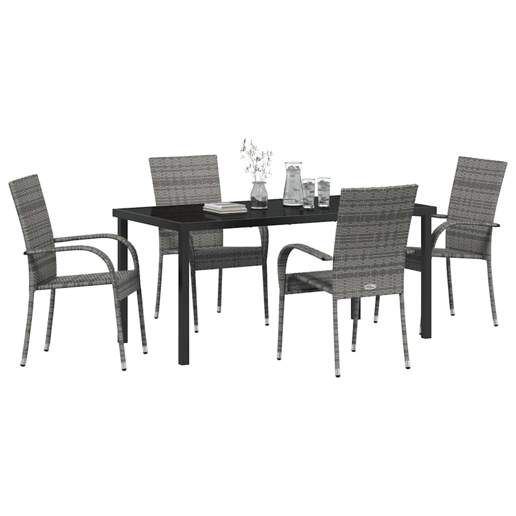 Garten Essgruppe 5 pcs Grau Pulverbeschichteter Stahl
