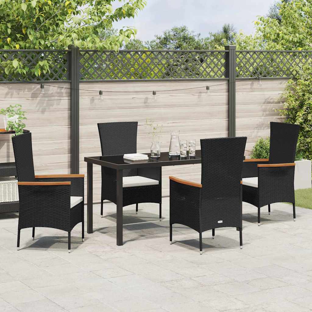 Garten Essgruppe 5 pcs Schwarz Pulverbeschichteter Stahl