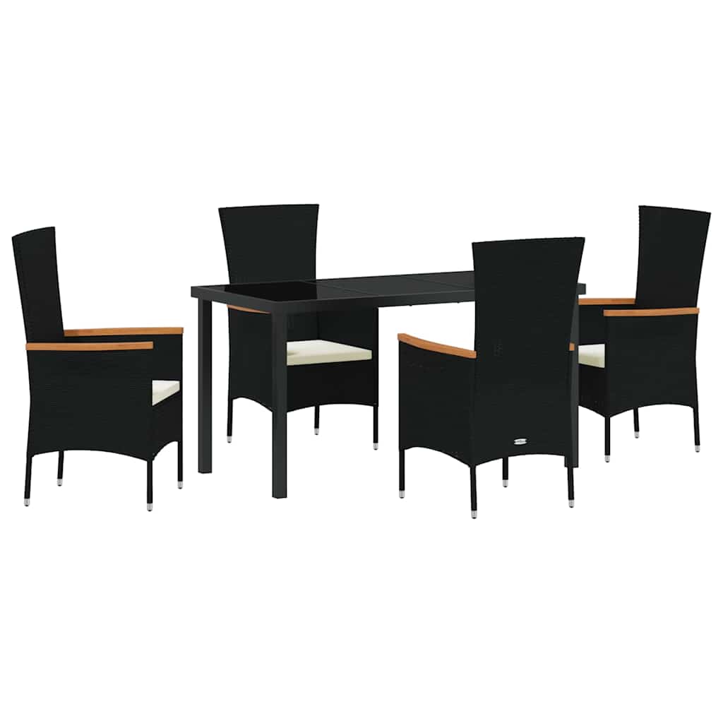 Garten Essgruppe 5 pcs Schwarz Pulverbeschichteter Stahl