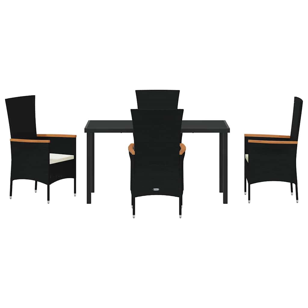 Garten Essgruppe 5 pcs Schwarz Pulverbeschichteter Stahl