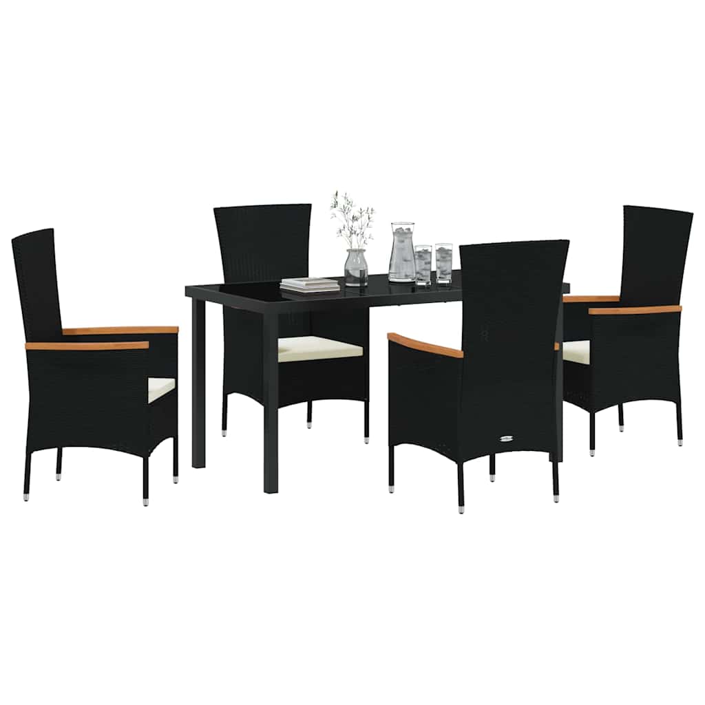 Garten Essgruppe 5 pcs Schwarz Pulverbeschichteter Stahl