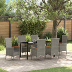 Garten Essgruppe 7 pcs Grau Pulverbeschichteter Stahl