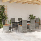 Garten Essgruppe 7 pcs Grau Pulverbeschichteter Stahl