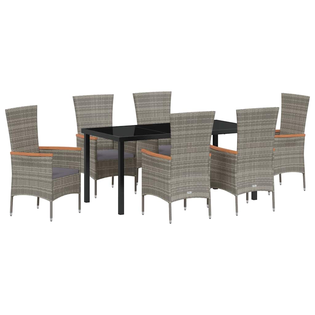 Garten Essgruppe 7 pcs Grau Pulverbeschichteter Stahl