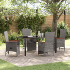 Garten Essgruppe mit Kissen 5 pcs Grau Poly-Rattan
