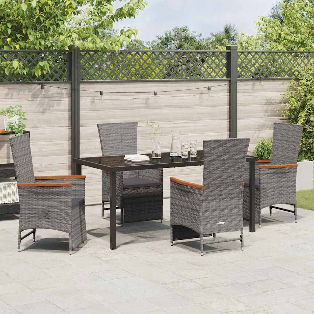 Garten Essgruppe mit Kissen 5 pcs Grau Poly-Rattan