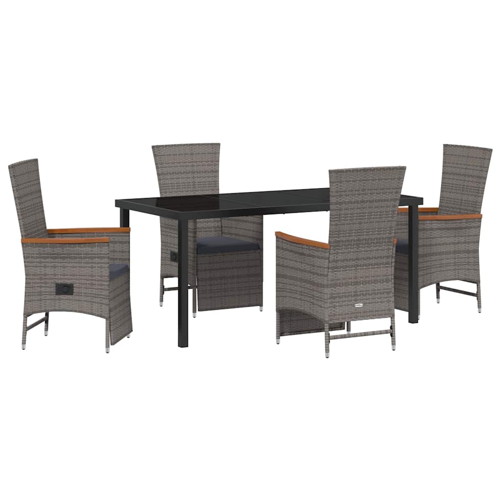 Garten Essgruppe mit Kissen 5 pcs Grau Poly-Rattan