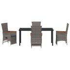 Garten Essgruppe mit Kissen 5 pcs Grau Poly-Rattan