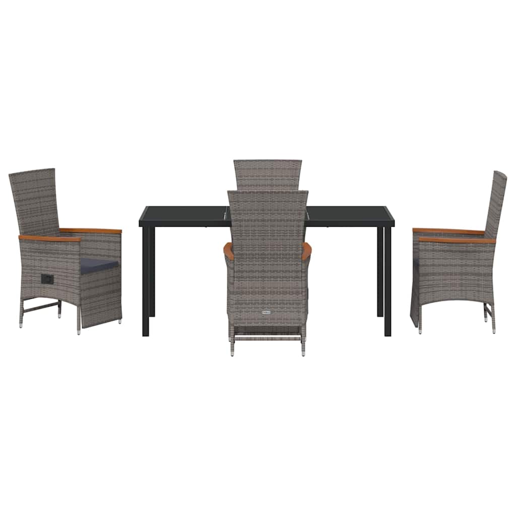 Garten Essgruppe mit Kissen 5 pcs Grau Poly-Rattan