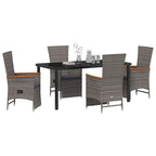 Garten Essgruppe mit Kissen 5 pcs Grau Poly-Rattan