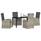 Garten Essgruppe mit Kissen 5 pcs Grau Poly-Rattan