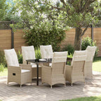 Garten Essgruppe mit Kissen 7 pcs Beige Poly-Rattan