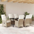 Garten Essgruppe mit Kissen 7 pcs Beige Poly-Rattan