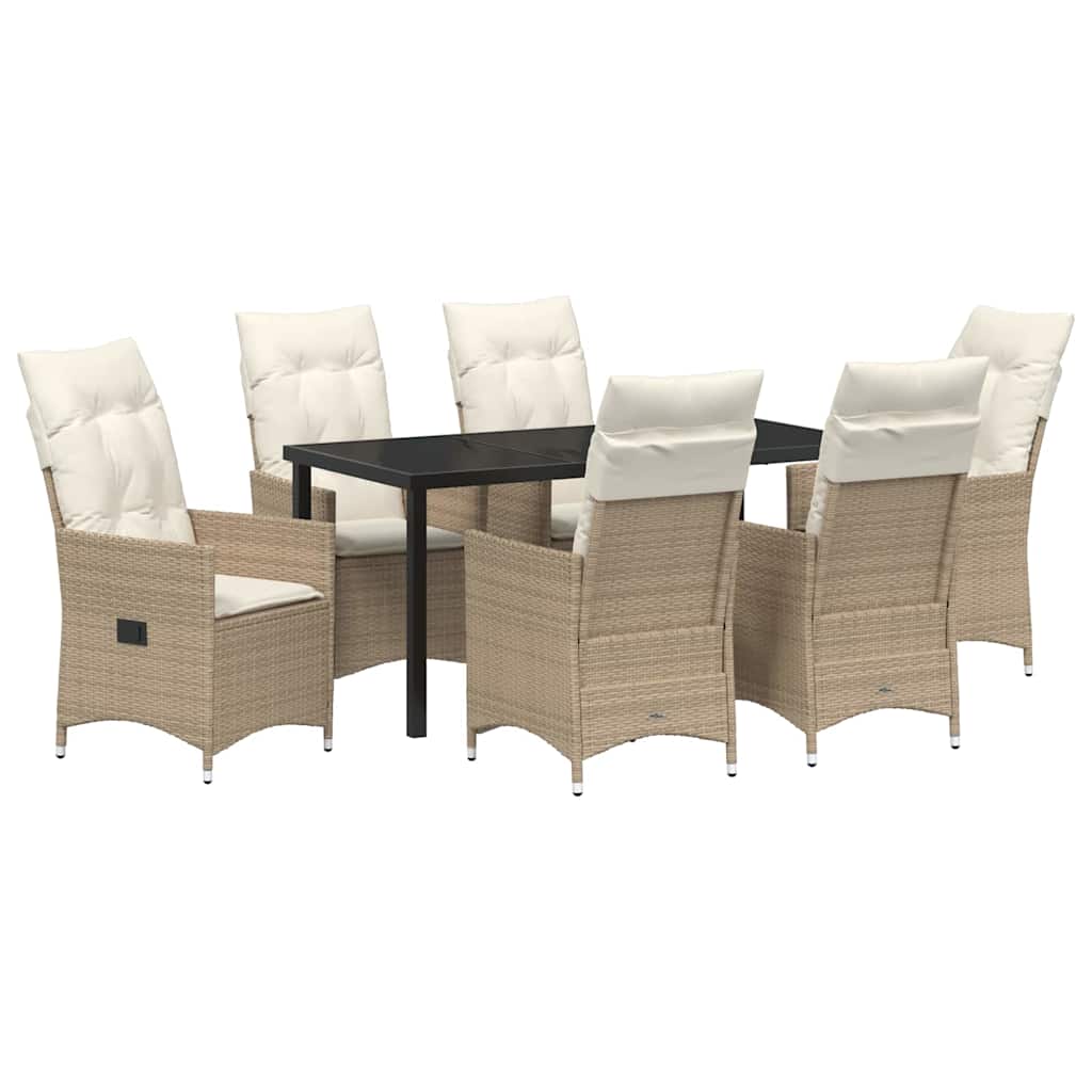 Garten Essgruppe mit Kissen 7 pcs Beige Poly-Rattan