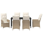 Garten Essgruppe mit Kissen 7 pcs Beige Poly-Rattan