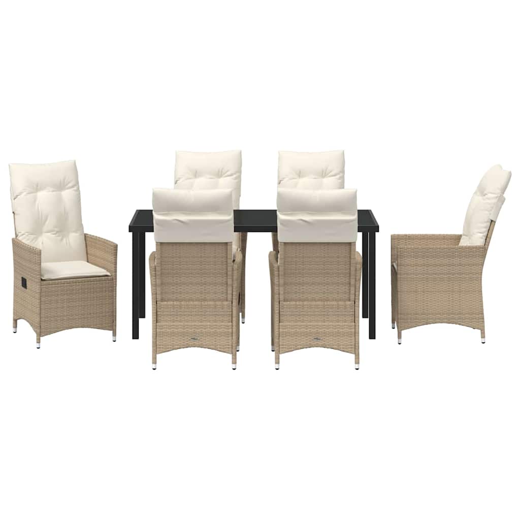 Garten Essgruppe mit Kissen 7 pcs Beige Poly-Rattan