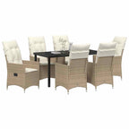 Garten Essgruppe mit Kissen 7 pcs Beige Poly-Rattan