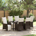 Garten Essgruppe mit Kissen 7 pcs Braun Poly-Rattan