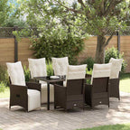 Garten Essgruppe mit Kissen 7 pcs Braun Poly-Rattan
