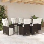 Garten Essgruppe mit Kissen 7 pcs Braun Poly-Rattan