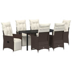 Garten Essgruppe mit Kissen 7 pcs Braun Poly-Rattan