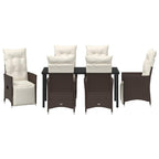 Garten Essgruppe mit Kissen 7 pcs Braun Poly-Rattan