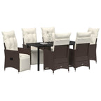Garten Essgruppe mit Kissen 7 pcs Braun Poly-Rattan