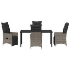 Garten Essgruppe mit Kissen 5 pcs Grau Poly-Rattan
