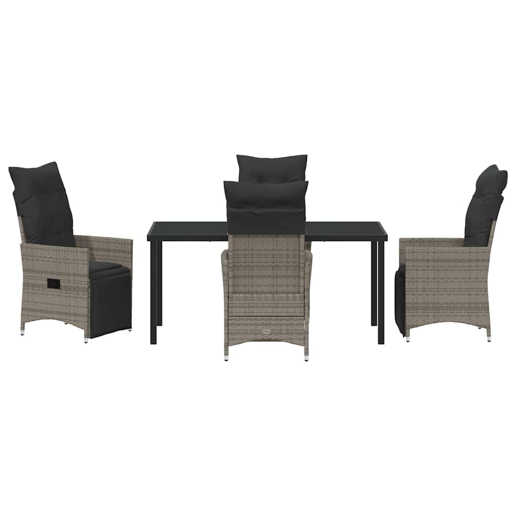 Garten Essgruppe mit Kissen 5 pcs Grau Poly-Rattan