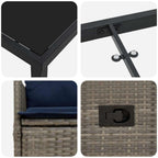 Tisch- und Stuhlset mit Kissen 5 pcs Grau PE-Rattan
