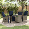 Tisch- und Stuhlset mit Kissen 5 pcs Grau PE-Rattan