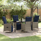 Tisch- und Stuhlset mit Kissen 5 pcs Grau PE-Rattan