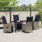 Tisch- und Stuhlset mit Kissen 5 pcs Grau PE-Rattan