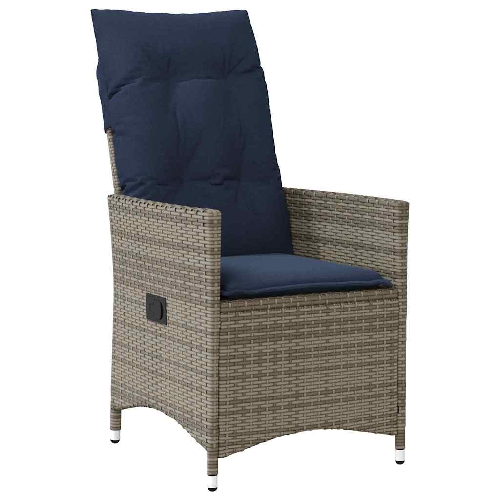 Tisch- und Stuhlset mit Kissen 5 pcs Grau PE-Rattan