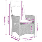 Tisch- und Stuhlset mit Kissen 5 pcs Grau PE-Rattan
