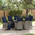 Tisch- und Stuhlset mit Kissen 7 pcs Grau PE-Rattan