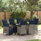 Tisch- und Stuhlset mit Kissen 7 pcs Grau PE-Rattan