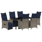 Tisch- und Stuhlset mit Kissen 7 pcs Grau PE-Rattan
