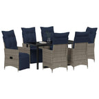 Tisch- und Stuhlset mit Kissen 7 pcs Grau PE-Rattan