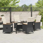 Garten Essgruppe mit Kissen 5 pcs Schwarz Poly-Rattan