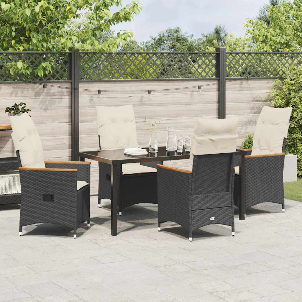 Garten Essgruppe mit Kissen 5 pcs Schwarz Poly-Rattan