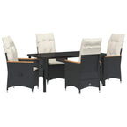 Garten Essgruppe mit Kissen 5 pcs Schwarz Poly-Rattan