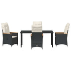 Garten Essgruppe mit Kissen 5 pcs Schwarz Poly-Rattan