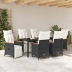 Garten Essgruppe mit Kissen 7 pcs Schwarz Poly-Rattan