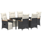 Garten Essgruppe mit Kissen 7 pcs Schwarz Poly-Rattan