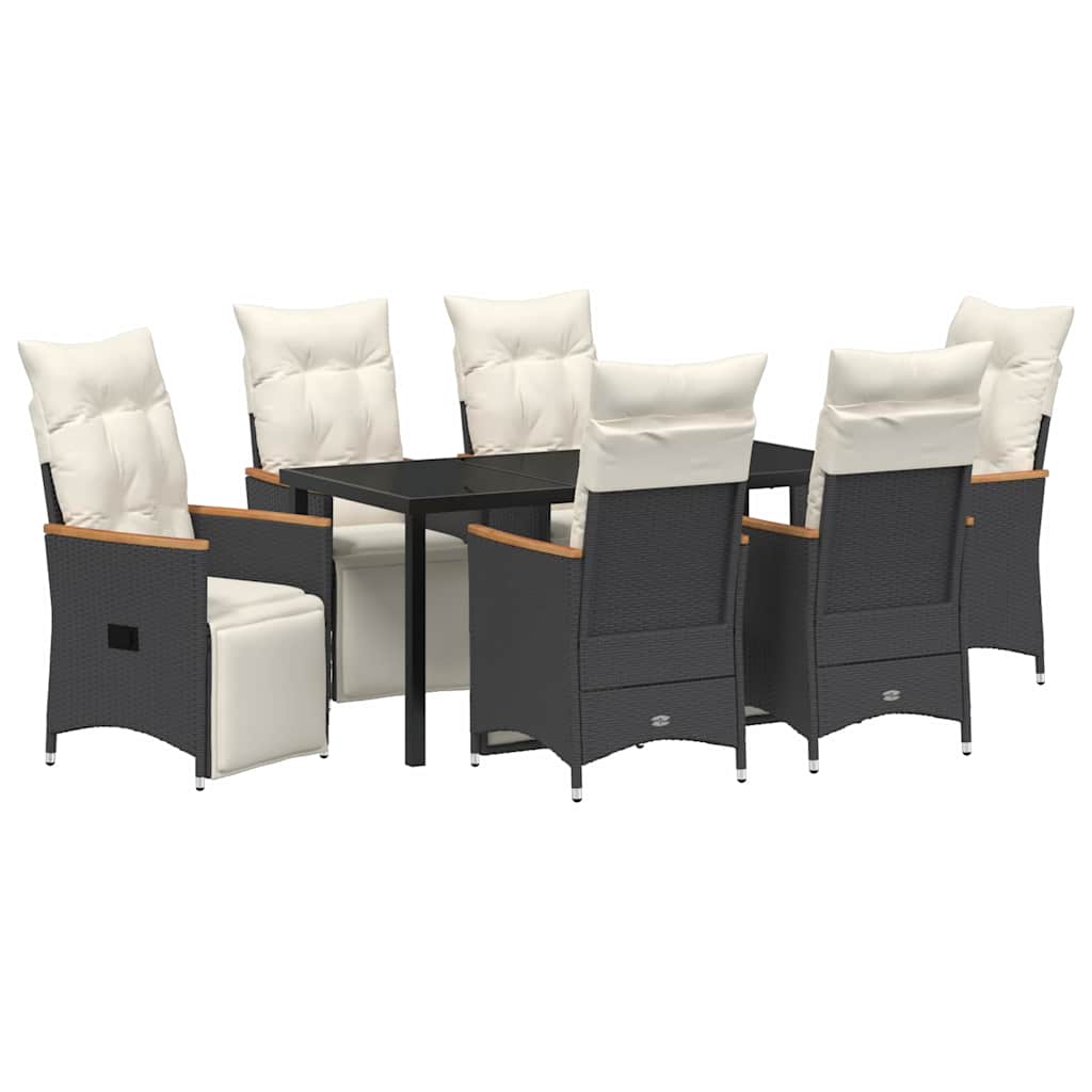 Garten Essgruppe mit Kissen 7 pcs Schwarz Poly-Rattan