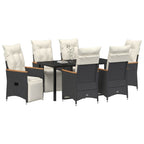 Garten Essgruppe mit Kissen 7 pcs Schwarz Poly-Rattan