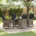 Garten Essgruppe mit Kissen 5 pcs Grau Poly-Rattan