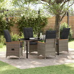 Garten Essgruppe mit Kissen 5 pcs Grau Poly-Rattan