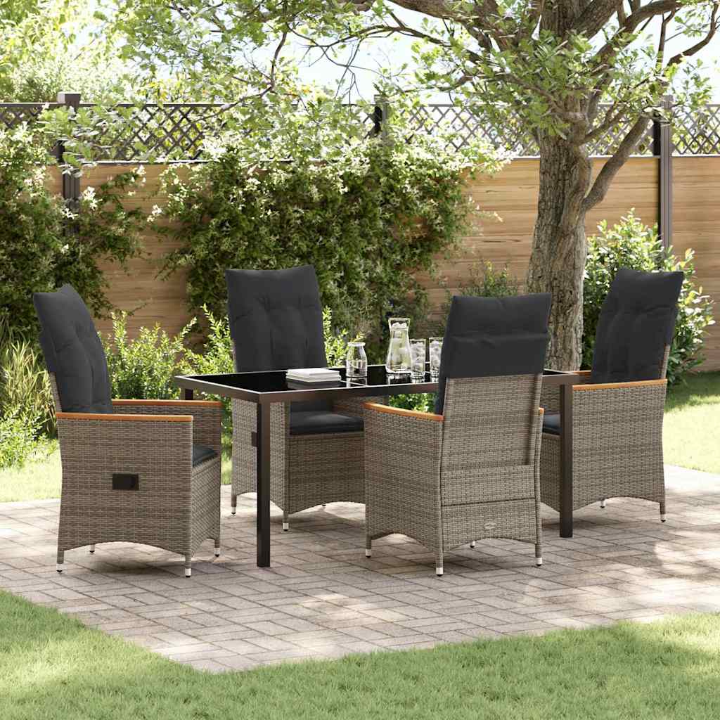 Garten Essgruppe mit Kissen 5 pcs Grau Poly-Rattan